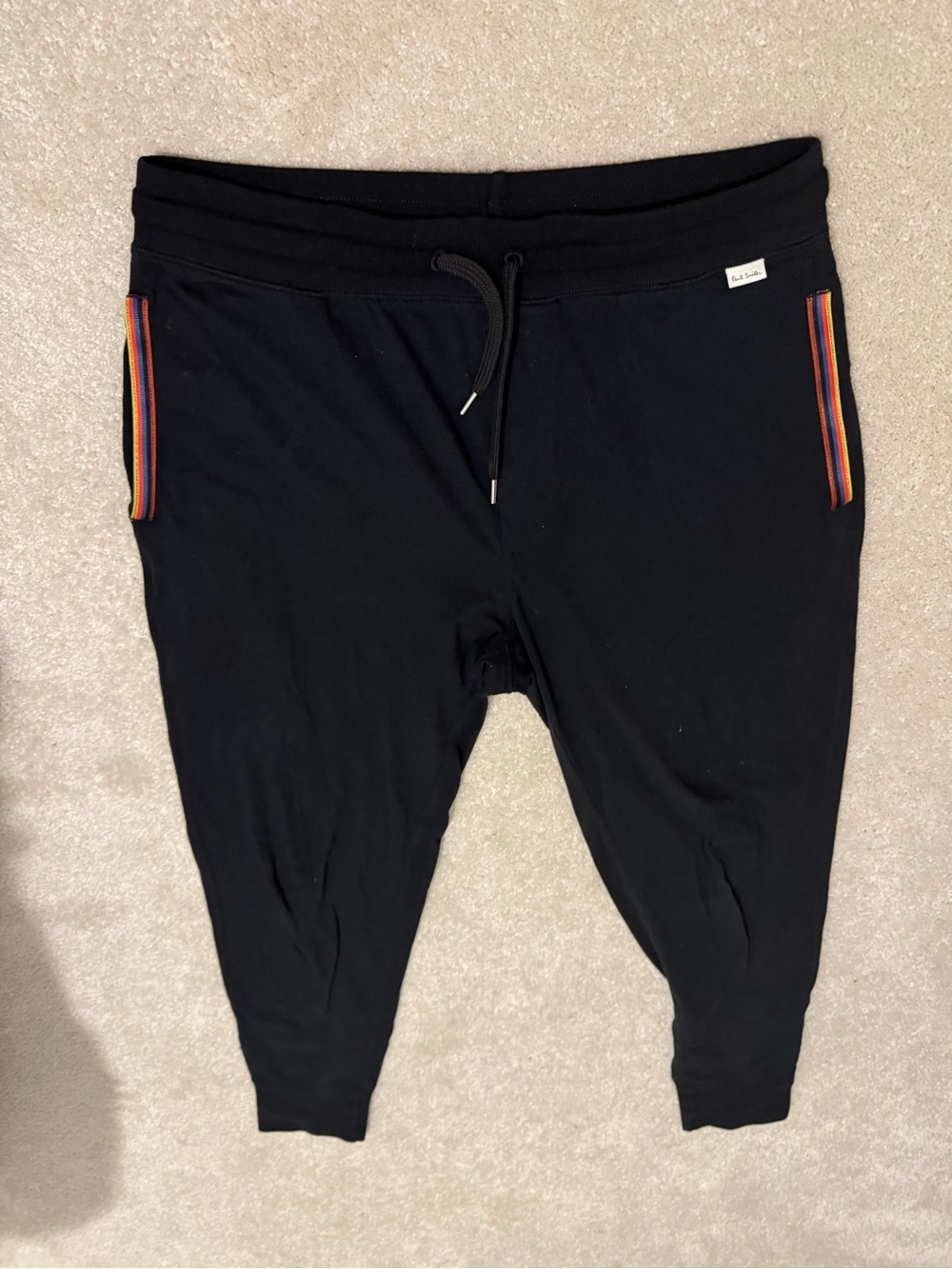 Paul Smith Men’s Black Jogger Pants with Stripe Trim